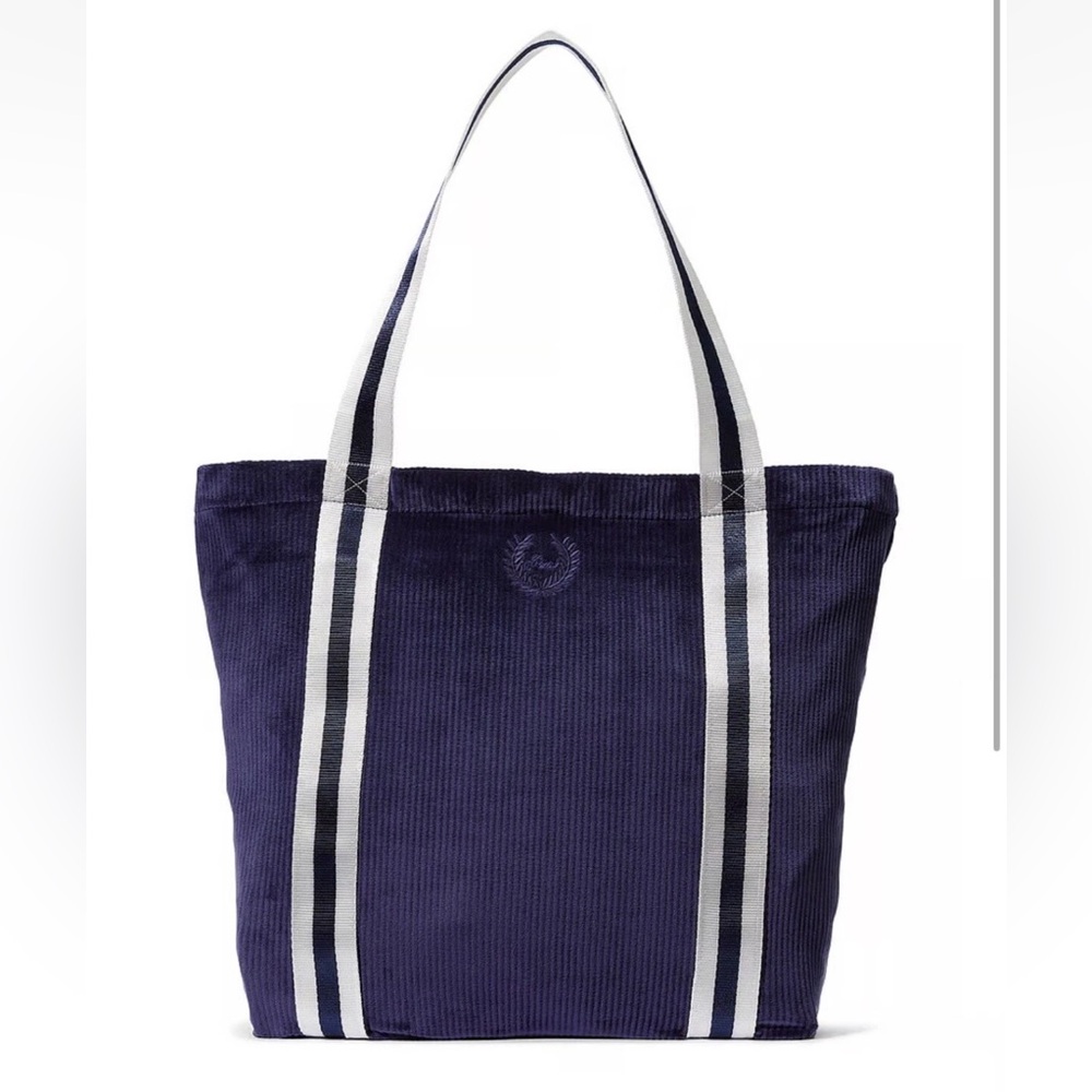 Love Pink Navy Velvet Ribbed Blue Tote Bag